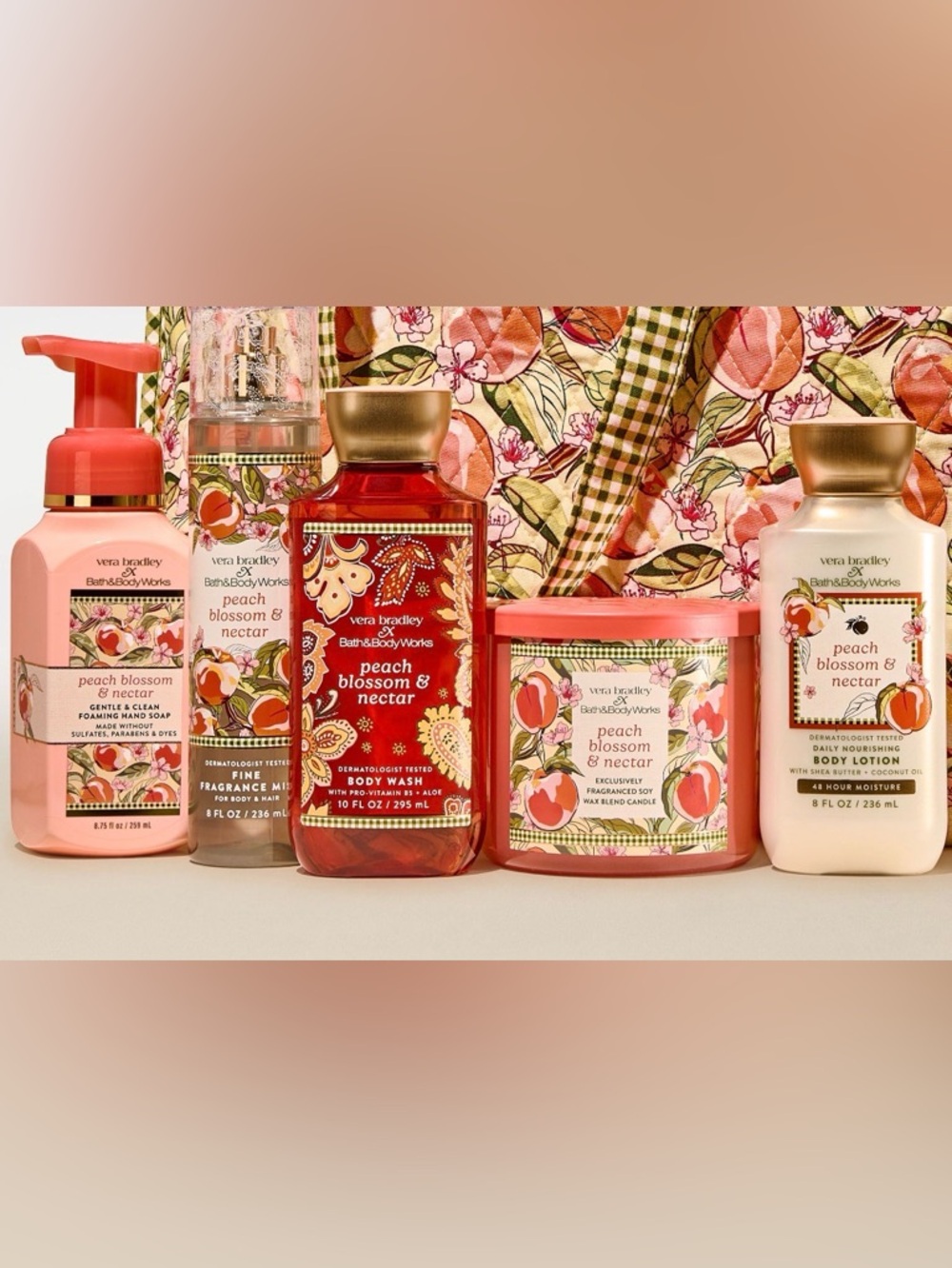 Bath and body work Vera Bradley peach blossom and Nestor collection